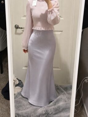 Elegant Lavender Slip Satin Maxi Skirt - Women's Skirt